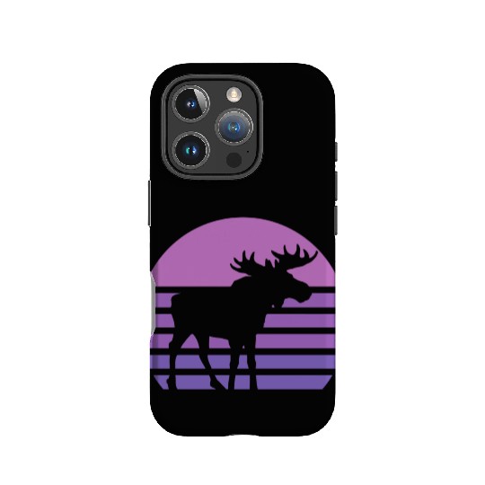 Moose In Sunset Retro Moose Wildlife Nature IPhone Cases