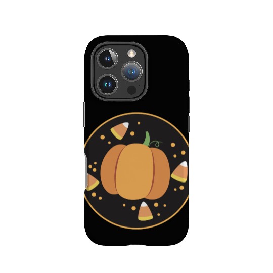 Pumkpin on a circle with candy corn IPhone Cases