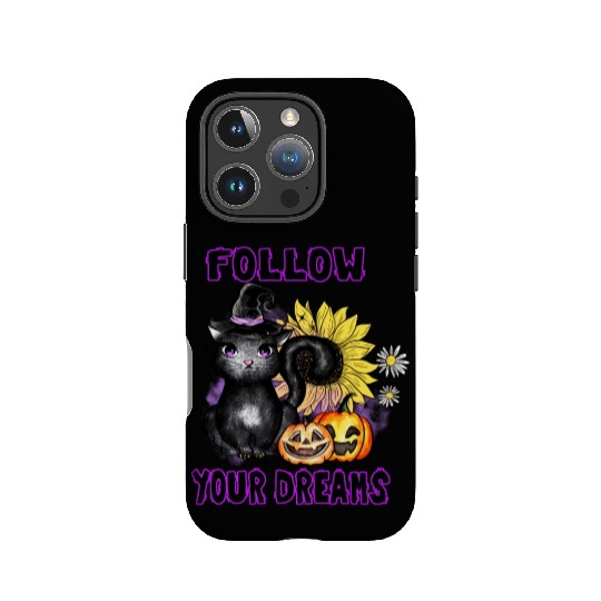 Follow Your Dreams - Black Cat Jack-O-Lantern IPhone Cases