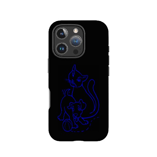 Cat And Dog Blue IPhone Cases