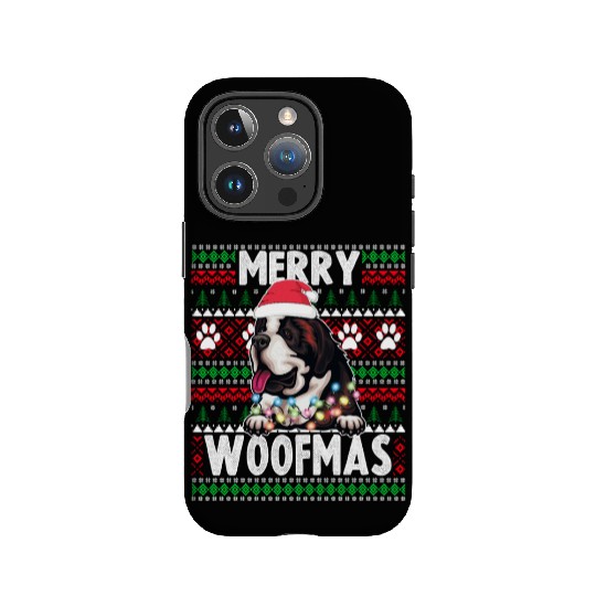 Saint Bernard Christmas Lights Pet Lovers Xmas Paj IPhone Cases