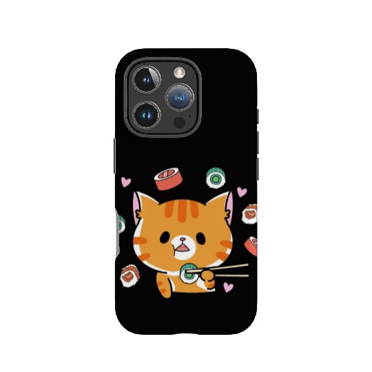 Kawaii Cat Eating Sushi Japanese Raw Food IPhone Cases