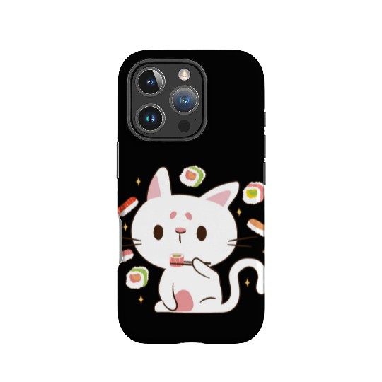 Kawaii Cat Eating Sushi Japanese Raw Food IPhone Cases