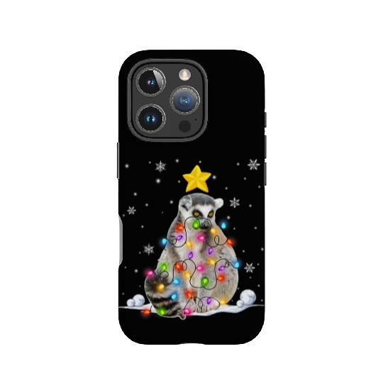 Xmas Lemur Animals Lover Christmas Tree Lights IPhone Cases
