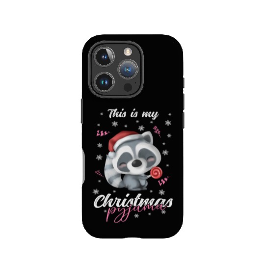 Winter Christmas Pyjama Raccoon IPhone Cases