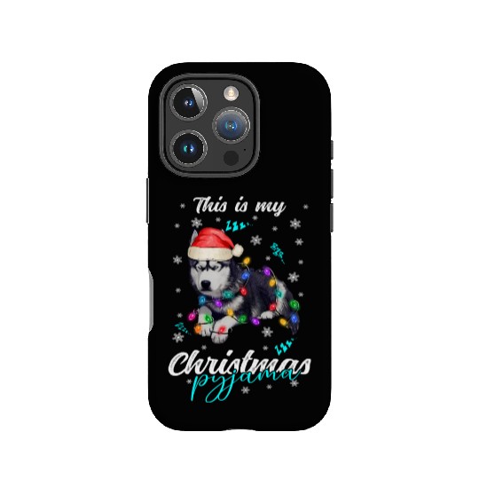 Winter Christmas Pyjama Husky IPhone Cases