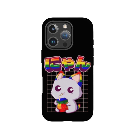 Gay Pride Kawaii Cat Strawberry Milk Rainbow Flag IPhone Cases