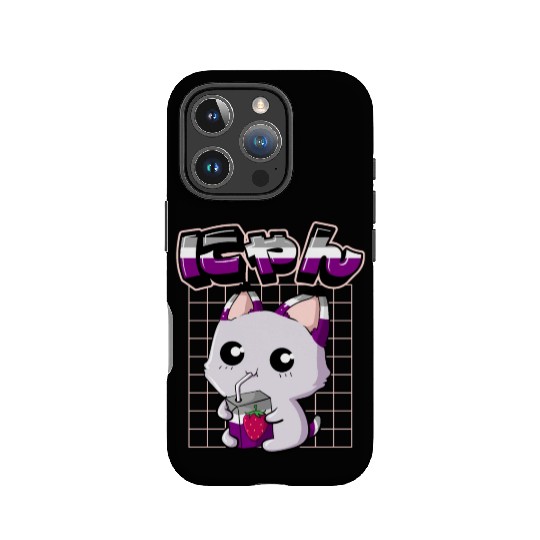 Asexual Pride Kawaii Cat Strawberry Milk Asexual F IPhone Cases
