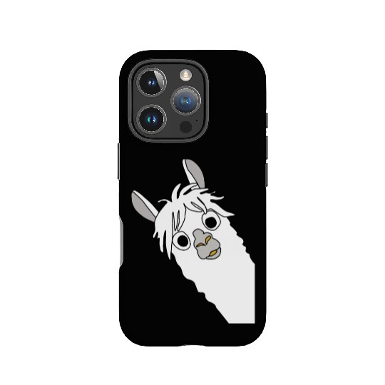 Laughing alpaca comic lama in white with big eyes IPhone Cases