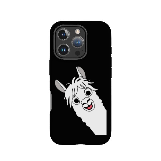 Laughing alpaca comic lama in white with big eyes IPhone Cases