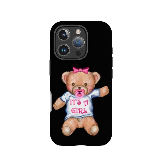 It's A Girl Teddy Bear with Pacifier IPhone Cases