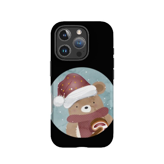 cute bear for christmas with christmas hat IPhone Cases