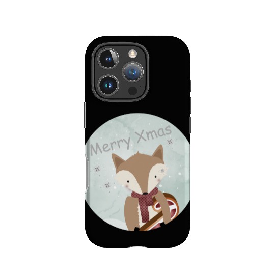 cute fox for Christmas with candy cane IPhone Cases
