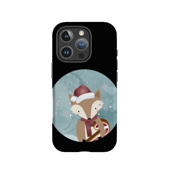 cute fox for Christmas with Santa hat IPhone Cases