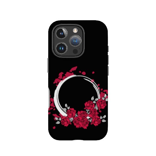 Zen Circle Japanese Roses Flower Bouquet Aesthetic IPhone Cases