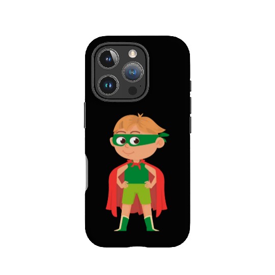 Funny Kid in Superhero Costume IPhone Cases
