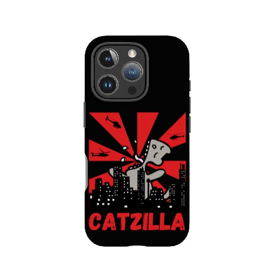 Catzilla funny cat Japanese Sunset IPhone Cases