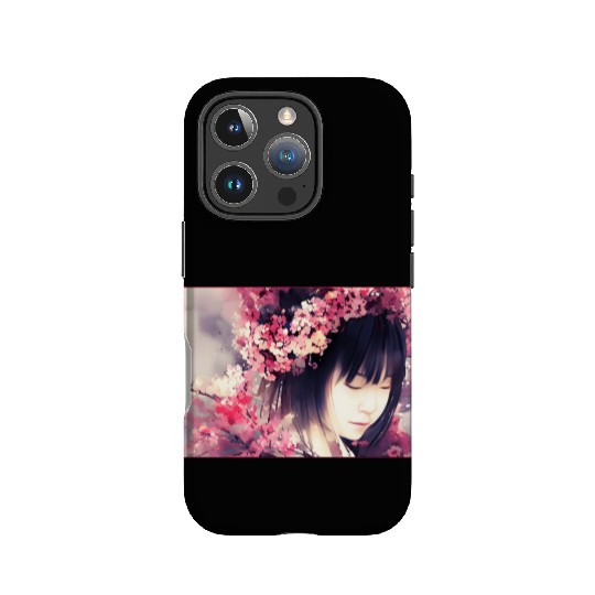 japan girl portrait sakura blossom Japan wallart IPhone Cases