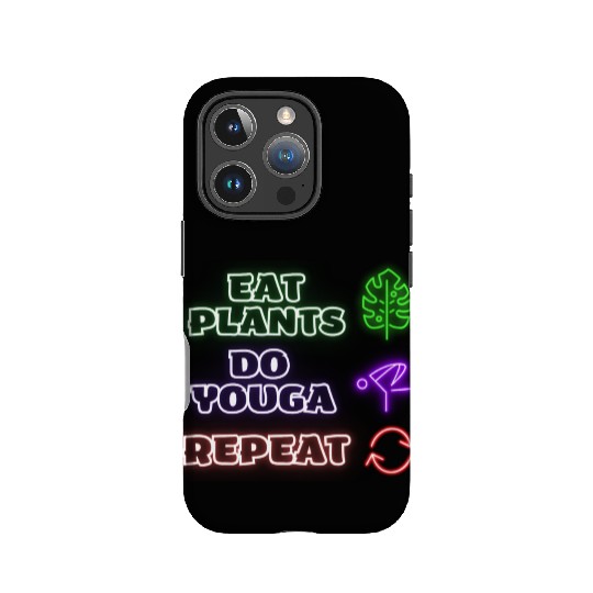 Eat more plants do more yoga neon style IPhone Cases