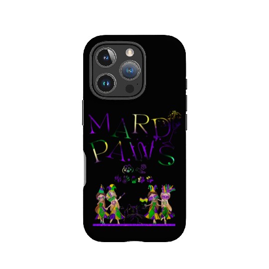 Mardi gras purple and gold cat- teddy bear+sticker IPhone Cases