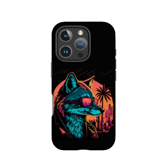 Retro Futuristic Synthwave Fox IPhone Cases