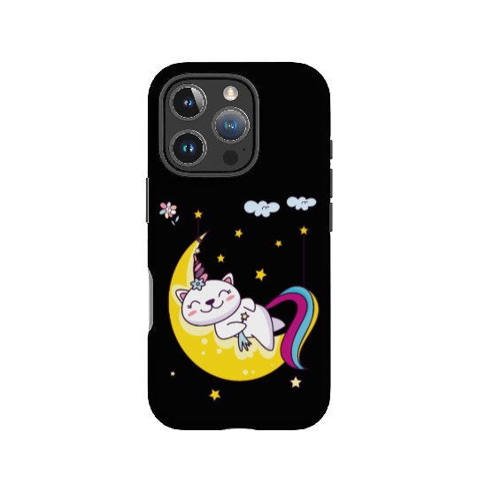 Unicorn pony cat on the moon, magic sleeping time IPhone Cases