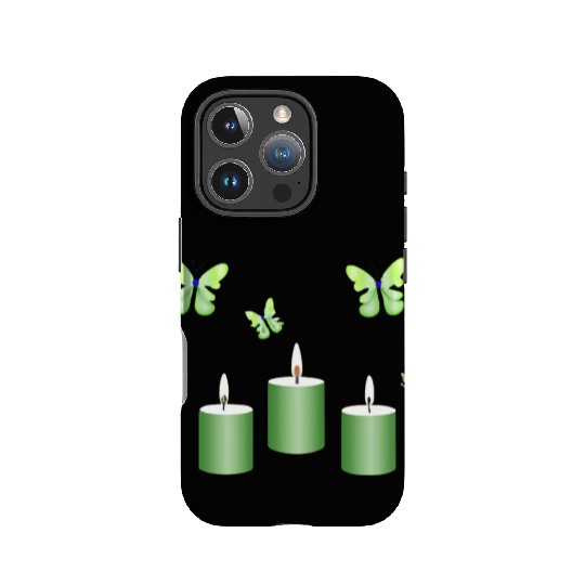 Green candle with butterflies IPhone Cases
