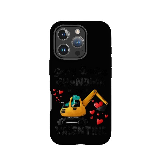 Grandma Is My Valentine Boys T rex Dino Excavator IPhone Cases