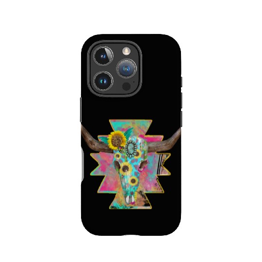 Colorful Floral Bull Skull IPhone Cases