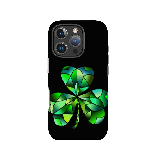 Green Gradation Stained Glass Irish Clover IPhone Cases