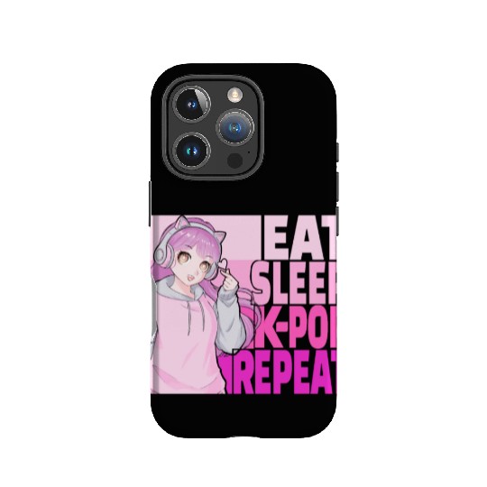 Eat Sleep K-POP Repeat Kawaii Korean Anime Girl IPhone Cases