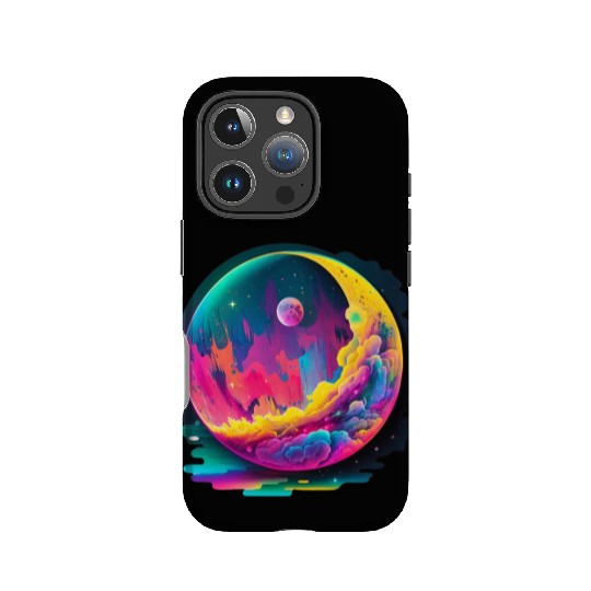 Neon Abstract Watercolor Moon IPhone Cases