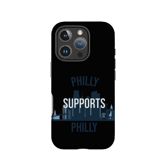 Philly Supports Philly skyline blue transparentbg IPhone Cases