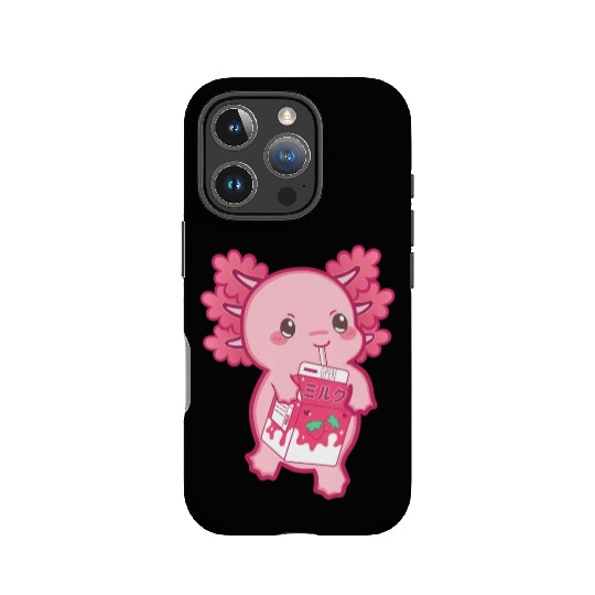 Kawaii Axolotl Strawberry Milk Teen Girl Kids Japa IPhone Cases