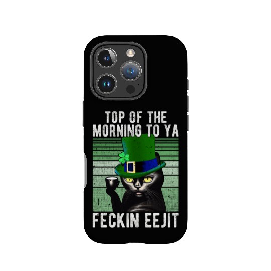 Feckin Eejit Cat Coffee Saint Patrick's Day Gift IPhone Cases
