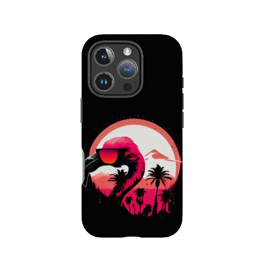 Retro Sunset Pink Flamingo Summer Design Flamingo IPhone Cases
