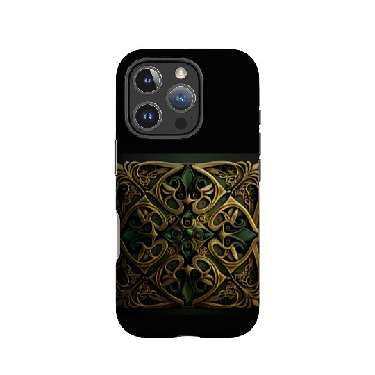 Green Bronze Ornamental Plaid Decoration Pattern IPhone Cases