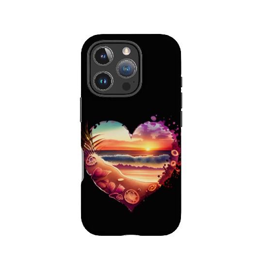 Retro Beach Heart Sunset Watercolor IPhone Cases