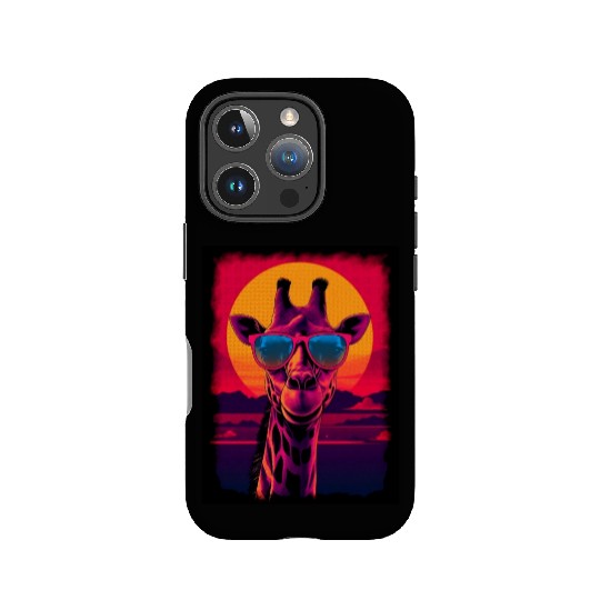 80s Synthwave Giraffe IPhone Cases