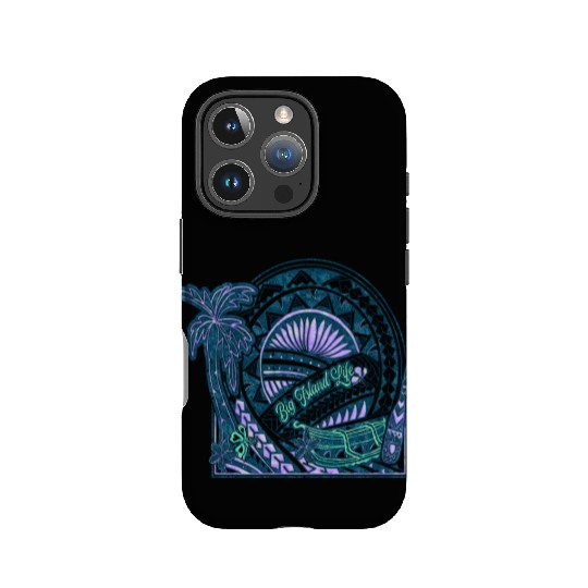 Big Island Outrigger Canoe Teal Tribal IPhone Cases