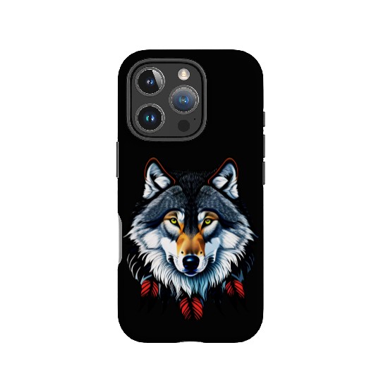 Wolf howling at the moon graphic IPhone Cases