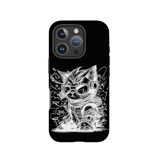 Little Cool Space Cat Splash Tattoo Style IPhone Cases