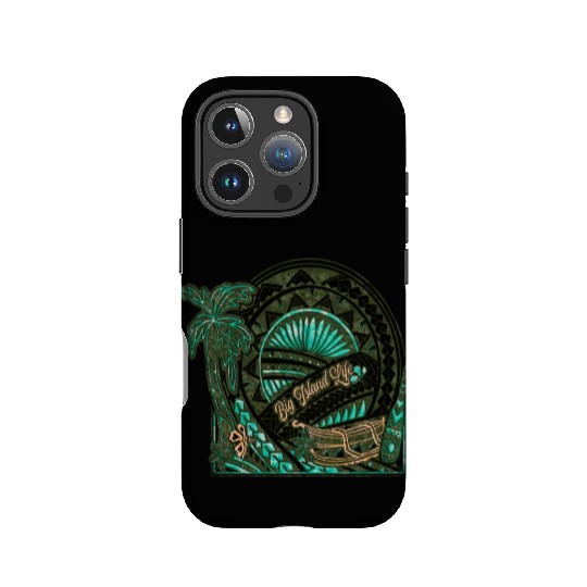Big Island Outrigger Canoe Tribal Halftone Edges IPhone Cases