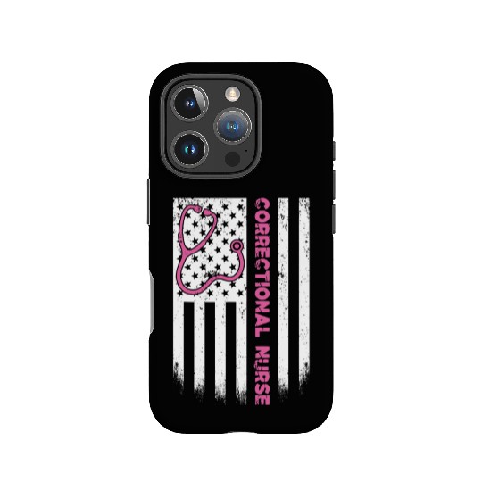 Correctional Nurse American flag US Stethoscope IPhone Cases