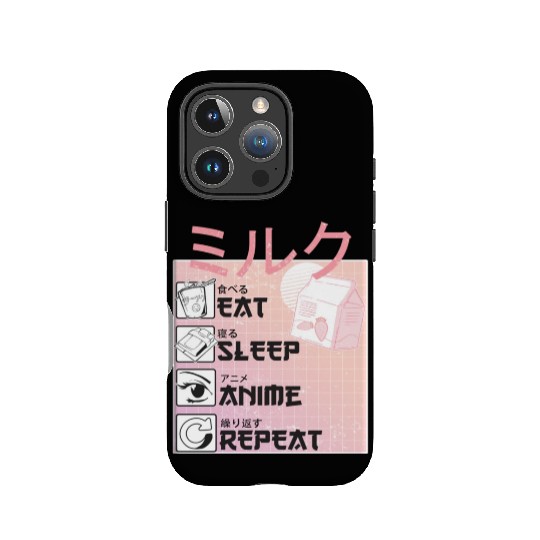 Eat Sleep Anime Repeat Straweberry Milk Japanese IPhone Cases