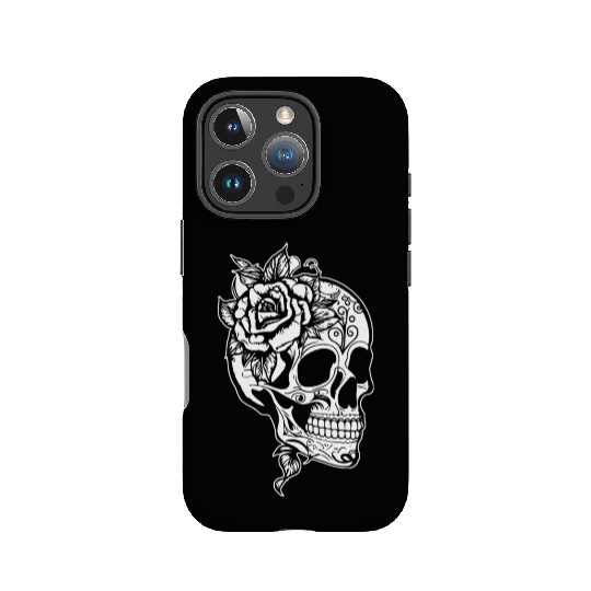 Skull Dia de los Muertos Halloween Tattoo Rose IPhone Cases