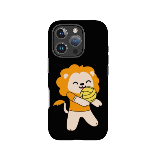 Kawaii cute lion playing volleyball IPhone Cases