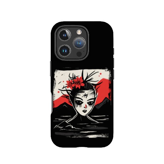 zen cartoons japan nature women and flower IPhone Cases