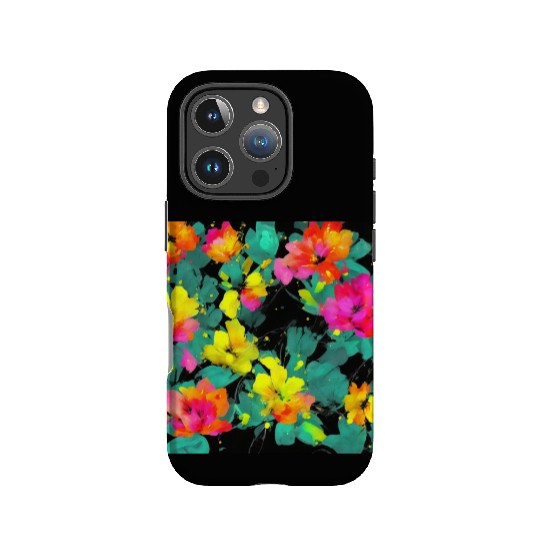 ABSTRACT PAINTING basecolor WATERBASE FLOWER BLACK IPhone Cases