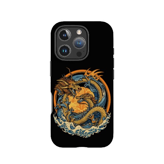 Vintage Japanese Dragon Sun Tattoo Design 1 IPhone Cases